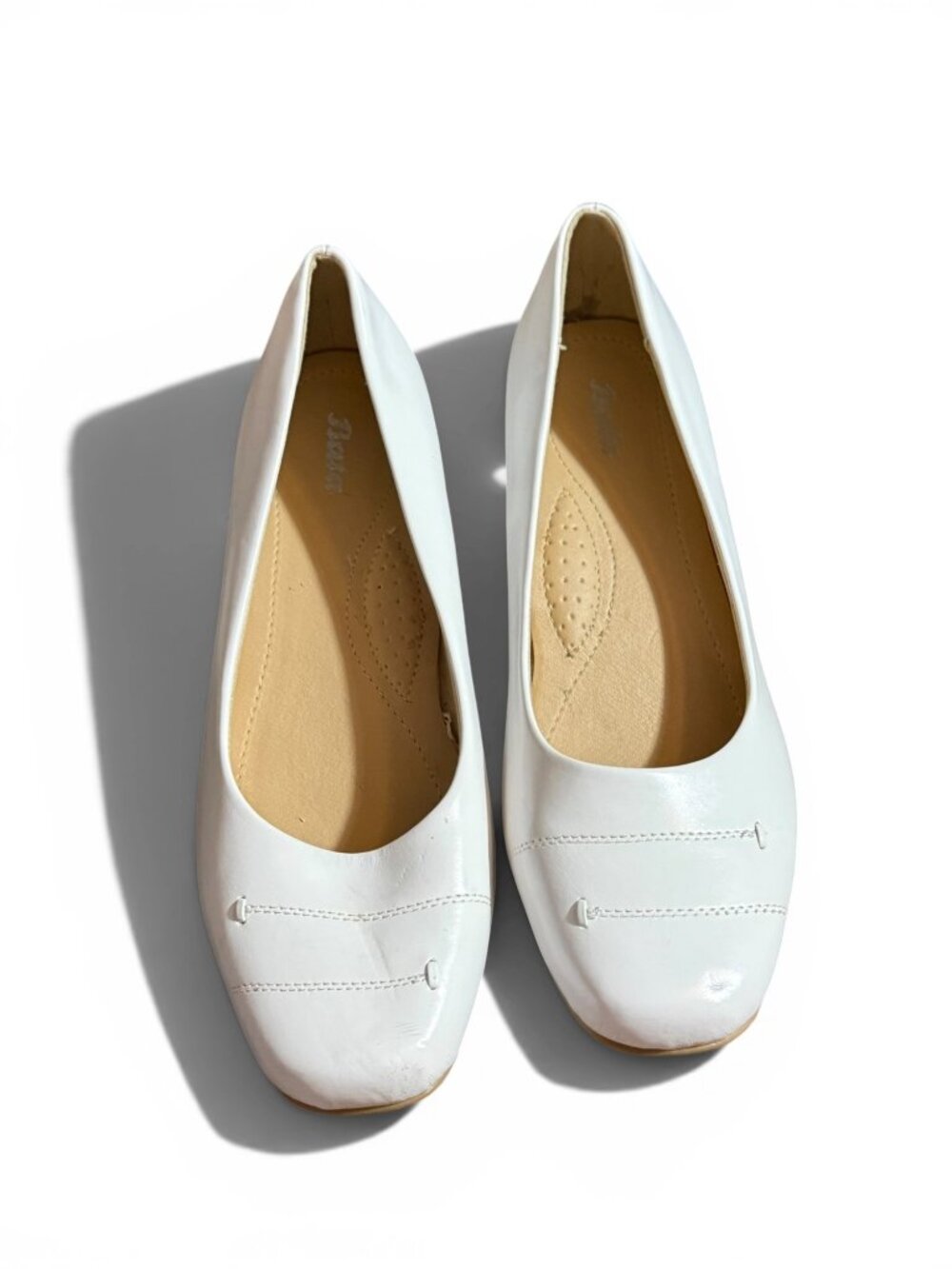 Bata White Patent Leather-Look Wedge Pumps – Size 8